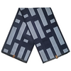 White & Navy Striped Block Pattern African Wax Cotton Fabric