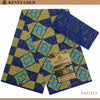 Majestic Blue & Gold Geometric African Print Fabric - 6 Yards